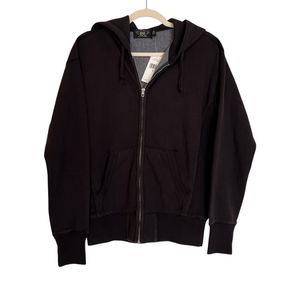Ralph Lauren Double RL Men’s Full Zip Hooded Sweatshirt Faded Black XS NWT - Picture 1 of 6